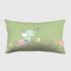 Подушка-антистресс Слоненок с зайчиком в цветах на зеленом, цвет: 3D-принт
