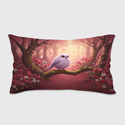 Подушка-антистресс Сиреневая птица в розовом цветущем лесу, цвет: 3D-принт