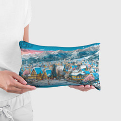 Подушка-антистресс Новогодняя деревушка в горах, цвет: 3D-принт — фото 2