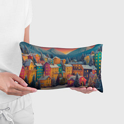 Подушка-антистресс Новогодний город в горах, цвет: 3D-принт — фото 2