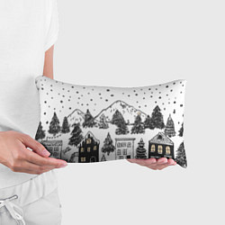 Подушка-антистресс Заснеженный черно-белый город, цвет: 3D-принт — фото 2