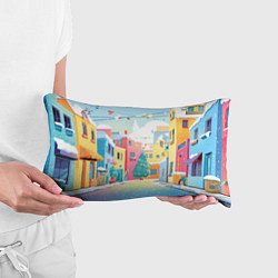 Подушка-антистресс Разноцветный новогодний дворик, цвет: 3D-принт — фото 2