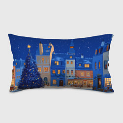Подушка-антистресс Синяя новогодняя елочка во дворе, цвет: 3D-принт