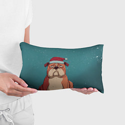 Подушка-антистресс Новогодний недовольный бульдог, цвет: 3D-принт — фото 2