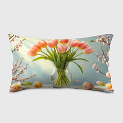 Подушка-антистресс Нежно-розовые тюльпаны в лучах весны, цвет: 3D-принт