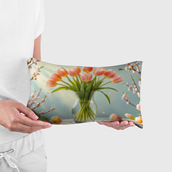 Подушка-антистресс Нежно-розовые тюльпаны в лучах весны, цвет: 3D-принт — фото 2