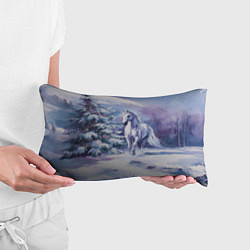 Подушка-антистресс Лошадь в зимнем лесу Новый год, цвет: 3D-принт — фото 2