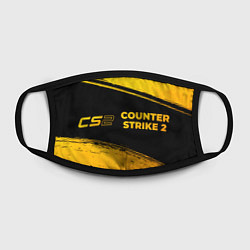 Маска для лица Counter Strike 2 - gold gradient: надпись и символ, цвет: 3D-принт — фото 2