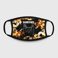 Маска для лица Ramones рок кот и огонь, цвет: 3D-принт — фото 2