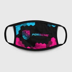 Маска для лица Porsche - neon gradient: надпись и символ, цвет: 3D-принт — фото 2