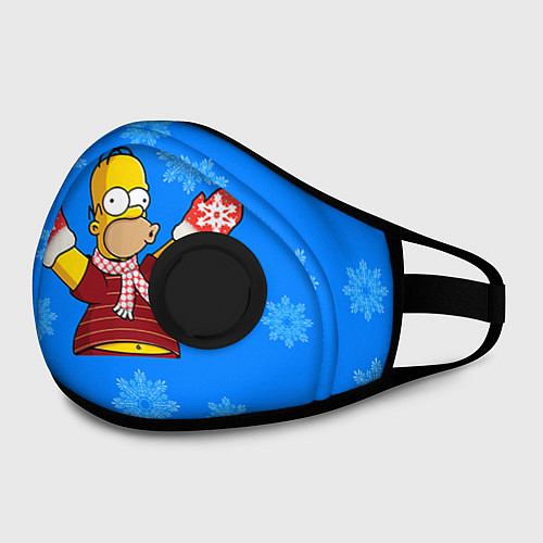 Маска с клапаном Новогодний Гомер / 3D-Черный – фото 2