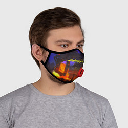 Маска с клапаном Cyberpunk 2077: Night City, цвет: 3D-красный — фото 2