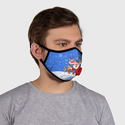 Маска с клапаном Санта Клаус с оленями, цвет: 3D-красный — фото 2