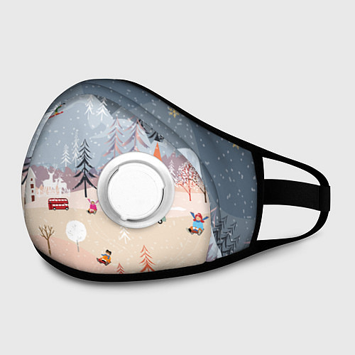 Маска с клапаном Новогодние каникулы / 3D-Белый – фото 2