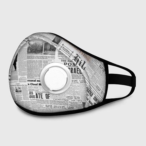 Маска с клапаном Газета Newspaper / 3D-Белый – фото 2