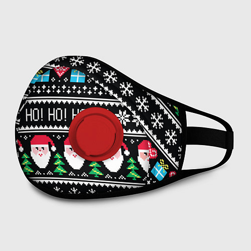 Маска с клапаном НОВОГОДНЙ УЗОР / 3D-Красный – фото 2