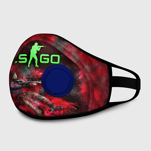 Маска с клапаном CS GO Red heat / 3D-Синий – фото 2