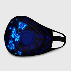 Маска с клапаном Неоновые бабочки цвета 3D-синий — фото 2