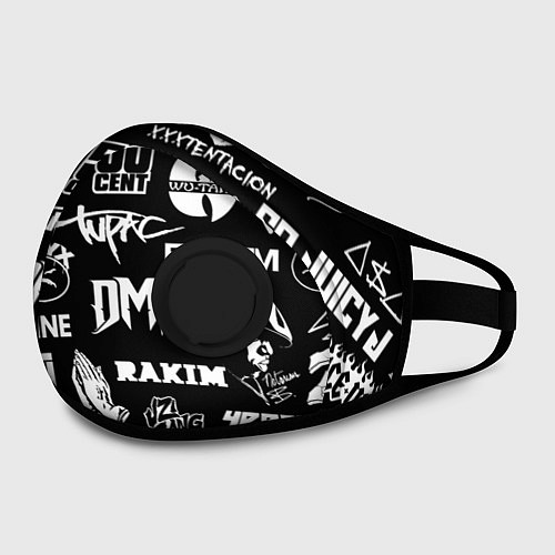 Маска с клапаном RAP & HIP HOP LOGOS / 3D-Черный – фото 2