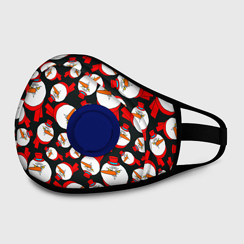 Маска с клапаном Злые снеговики в цилиндрах / 3D-Синий – фото 2