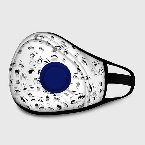 Маска с клапаном Ахегао без границ / 3D-Синий – фото 2