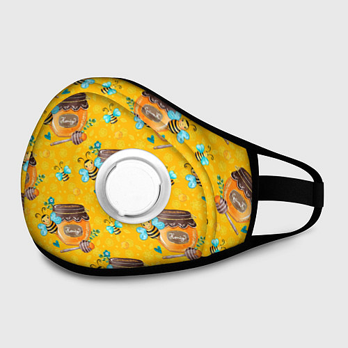 Маска с клапаном Мед и пчелы / 3D-Белый – фото 2