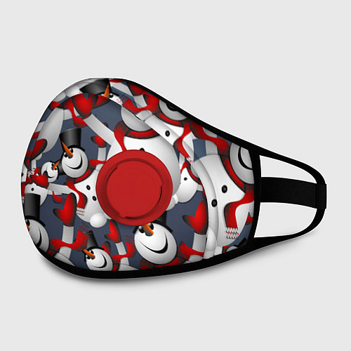 Маска с клапаном ВОЗДУШНЫЕ СНЕГОВИКИ / 3D-Красный – фото 2