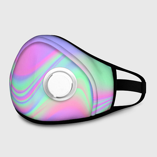 Маска с клапаном Цветные волны / 3D-Белый – фото 2
