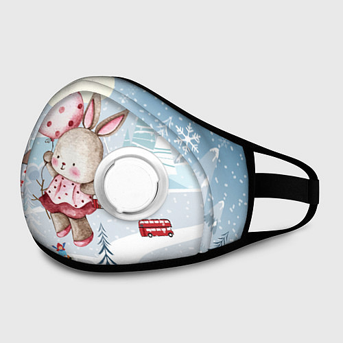Маска с клапаном Зайка с воздушным шариком / 3D-Белый – фото 2