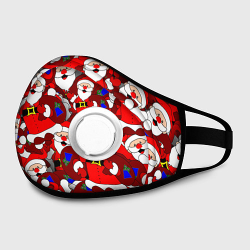 Маска с клапаном Новогодний паттерн с дедами морозами / 3D-Белый – фото 2