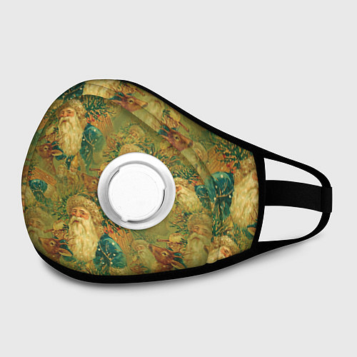 Маска с клапаном Винтажный дедушка мороз с олененком / 3D-Белый – фото 2