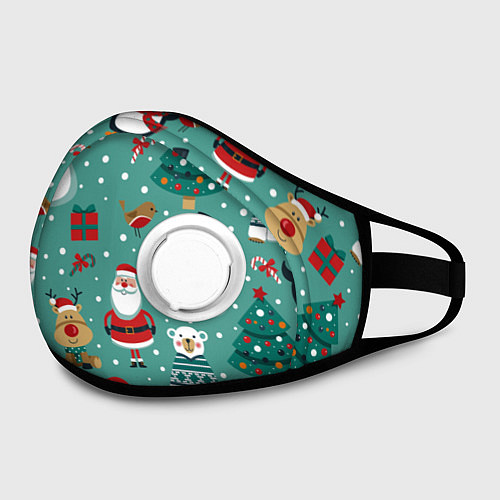 Маска с клапаном Паттерн пингвины северными медведями и оленями / 3D-Белый – фото 2