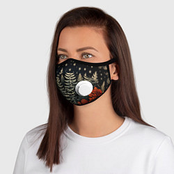 Маска с клапаном Новогоднее настроение лес, цвет: 3D-белый