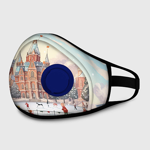 Маска с клапаном Ретро новый год на площади / 3D-Синий – фото 2