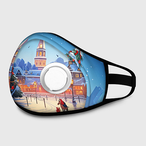 Маска с клапаном Новогодняя площадь / 3D-Белый – фото 2