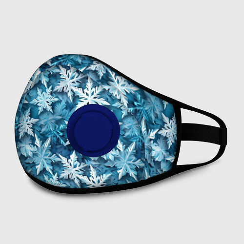 Маска с клапаном New Years pattern with snowflakes / 3D-Синий – фото 2