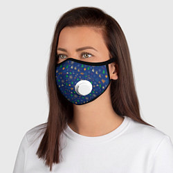 Маска с клапаном Паттерн на новогоднюю тему, цвет: 3D-белый