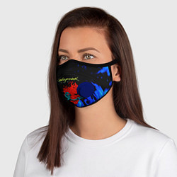 Маска с клапаном Киберпанк голубой огонь, цвет: 3D-синий