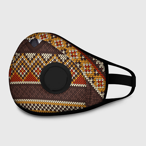 Маска с клапаном Зимний узор с галстуком / 3D-Черный – фото 2