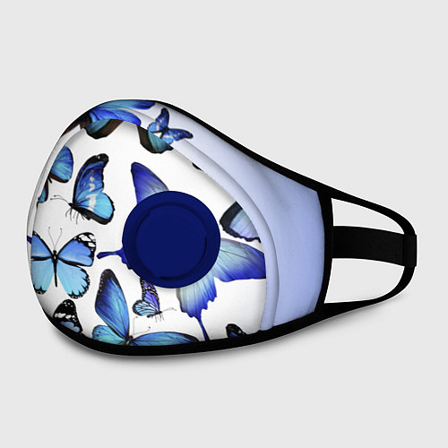 Маска с клапаном Голубые бабочки / 3D-Синий – фото 2