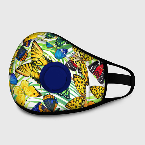 Маска с клапаном Тропические бабочки / 3D-Синий – фото 2