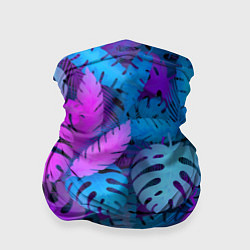 Бандана-труба Сине-розовые тропики, цвет: 3D-принт