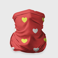 Бандана-труба Сердечки на красном паттерн, цвет: 3D-принт