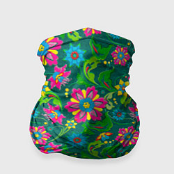 Бандана-труба Поле разноцветных цветков, цвет: 3D-принт