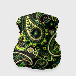 Бандана-труба Ярко зеленые славянские узоры, цвет: 3D-принт