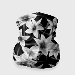 Бандана-труба Лилии черно-белые, цвет: 3D-принт