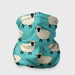 Бандана-труба Овечки паттерн на бирюзовом, цвет: 3D-принт