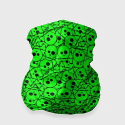 Бандана-труба Черепа на кислотно-зеленом фоне, цвет: 3D-принт