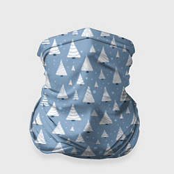 Бандана-труба Паттерн белые елочки на зимнем серо-голубом фоне с, цвет: 3D-принт