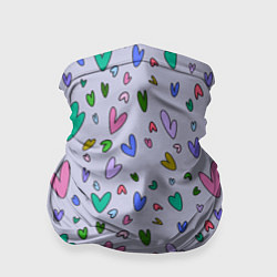 Бандана-труба Сиреневые сердечки, цвет: 3D-принт